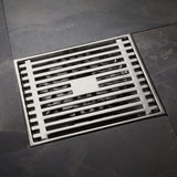Square Shower Drain with Removable Wedge Wire Pattern Grate, Matte Stainless Steel Shower Floor Drain for Bathroom In Australia - Darrahopens