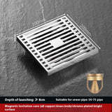 Square Shower Drain with Removable Wedge Wire Pattern Grate, Matte Stainless Steel Shower Floor Drain for Bathroom