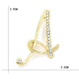 Script Monogram Letters Alphabet Initial Scarf Lapel Pin Brooch For Teen Women Rose, Yellow Gold Silver Plated