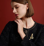 Script Monogram Letters Alphabet Initial Scarf Lapel Pin Brooch For Teen Women Rose, Yellow Gold Silver Plated