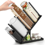 Metal Cup and Lid Holder, Coffee Cup Holder Organizer with Rubber Bands, 4 Compartment Cup Dispenser Cup Holder Storage In Australia - Darrahopens