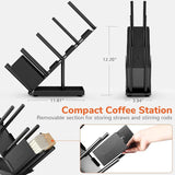 Metal Cup and Lid Holder, Coffee Cup Holder Organizer with Rubber Bands, 4 Compartment Cup Dispenser Cup Holder Storage