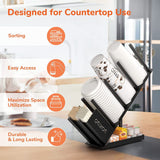 Metal Cup and Lid Holder, Coffee Cup Holder Organizer with Rubber Bands, 4 Compartment Cup Dispenser Cup Holder Storage