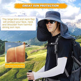 Women Wide Brim Face Mask Sun Hat Detachable Neck Face Flap Ponytail UV Protection Visor Hat Garden Fishing Hiking In Australia - Darrahopens