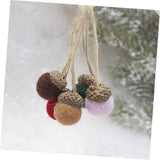 12pcs Pine Tower Balls Thanksgiving Balls Holiday Hanging Ornament Felt Pine Cone Simulation Acorn Christmas
