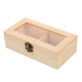 1pc Box Transparent Grid Wooden Box Bamboo Jewelry Wood Watch Display Case Jewelry Container Threaded Earrings Storage
