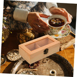 1pc Box Transparent Grid Wooden Box Bamboo Jewelry Wood Watch Display Case Jewelry Container Threaded Earrings Storage