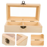 1pc Box Transparent Grid Wooden Box Bamboo Jewelry Wood Watch Display Case Jewelry Container Threaded Earrings Storage
