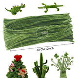 Dark Green Chenille Stems Pipe Cleaners, 12 Inch Colored Pipe Cleaners Craft Supplies, 200 Pcs Pipe Cleaners for Crochet Projects