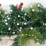 16.5 Ft Christmas Beads Decoration Pearl Strands Chain for Christmas Tree Decoration Indoor Outdoor Home Mantle Fireplace Holiday
