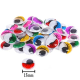 240 Pieces 15mm Wiggle Eyes Multi Color Google Eyes with Self- Adhesive Eyelash Googly Eyes for puppets, dolls, birthday cards