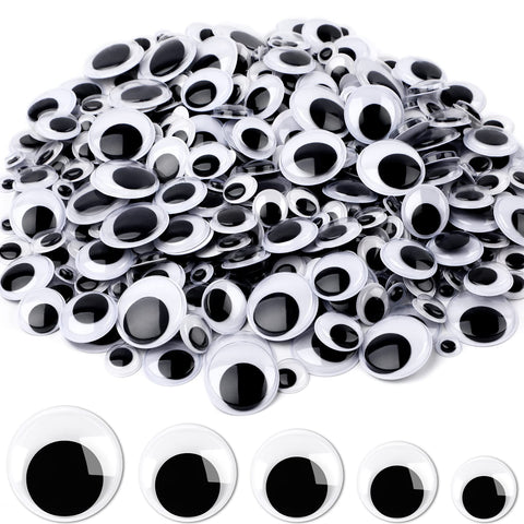 500 Pieces Eyes Self Adhesive Black White Craft Eyes for DIY Crafts Decoration (0.4 in, 0.6 in, 0.8 in, 1 in, 1.2 in) In Australia - Darrahopens