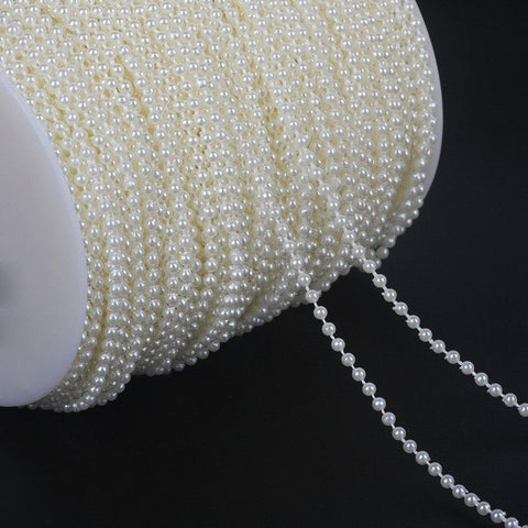 Approx 32ft Beige Pearl Spool Rope,Pearl Beads Garland String Wedding Party Decoration DIY Crafts measures 3mm in diameter