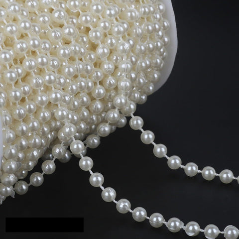 Faux Ivory Pearl Beads - 6mm Christmas Tree Beads 5.5Yards Ivory Pearl Strands Spool Pearl String Bead Roll (6mm , Ivory) In Australia - Darrahopens
