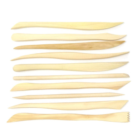 10-Piece Double Ended Wooden Mini Modeling Tools Clay Sculpture Tools for Cutting, Carving and Smoothing