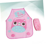 3pcs water child small bib smock kids apron toddler art smock 2 piece set apron Reverse dressing Cartoon gown pink apron for kids