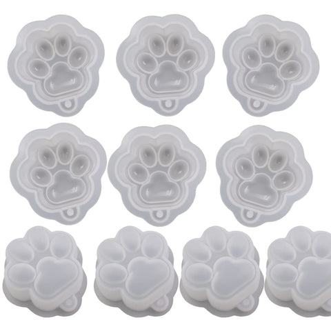 10Pcs Cat Paws Pendant Epoxy Mold DIY Resin Casting Silicone Mold for Keychain Making Pack, Size 1.5" x 1.5" x 1"