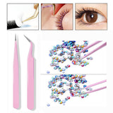 4PCS Precision Tweezers Set, Diamond Painting Tools, Anti-Static Stainless Steel Curved & Point Tip Tweezers, for Nail Art,DIY