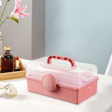 Multipurpose Organizer Folding Tool Box Three Layer Storage box arts Crafts Case for Nails Making Sets, pink In Australia - Darrahopens