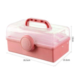 Multipurpose Organizer Folding Tool Box Three Layer Storage box arts Crafts Case for Nails Making Sets, pink