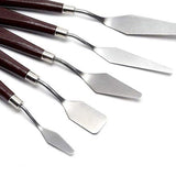 5PCS Painting Knife Set, Palette Knife Painting Tools, Stainless Steel Artist Oil Painting Spatula Mixing Spatula Paint - Brown