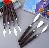 2 Pack Professional Palette Knife Set Painting Stainless Steel Spatula 14 Pieces for Oil Paint Metal Knives Wood Handle,（Red) In Australia - Darrahopens