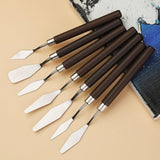 2 Pack Professional Palette Knife Set Painting Stainless Steel Spatula 14 Pieces for Oil Paint Metal Knives Wood Handle,（Red)