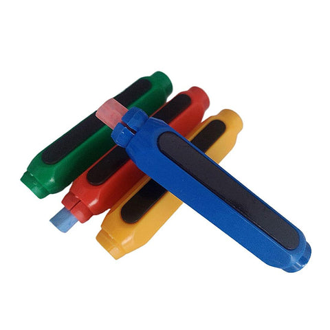 Plastic Magnetic Chalk Holders with Storage Case, 4 Pack Blackboard Adjustable Chalk Clip Chalk Covers (Blue, Green, Red, Yellow)