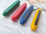 Plastic Magnetic Chalk Holders with Storage Case, 4 Pack Blackboard Adjustable Chalk Clip Chalk Covers (Blue, Green, Red, Yellow)