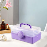 Multipurpose Organizer Folding Tool Box Three Layer Storage box arts Crafts Case for Nails Making Sets, violet