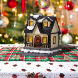 Christmas Village Houses with LED Light Resin Village Houses Lit Building Table Decoration for Christmas Holiday Party Dollhouse