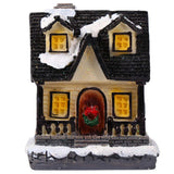 Christmas Village Houses with LED Light Resin Village Houses Lit Building Table Decoration for Christmas Holiday Party Dollhouse