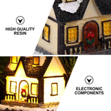 Christmas Village Houses with LED Light Resin Village Houses Lit Building Table Decoration for Christmas Holiday Party Dollhouse