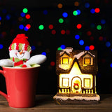 Christmas Village Houses with LED Light Resin Village Houses Lit Building Table Decoration for Christmas Holiday Party Dollhouse