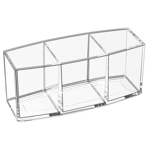 Acrylic Makeup Brush Holder 3 Slots Cosmetic Brushes Storage Clear Pen Holder Eyeliners Eyebrow Pencil Display Case for Desk In Australia - Darrahopens