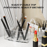 Acrylic Makeup Brush Holder 3 Slots Cosmetic Brushes Storage Clear Pen Holder Eyeliners Eyebrow Pencil Display Case for Desk