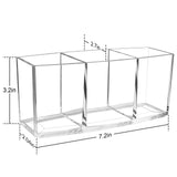 Acrylic Makeup Brush Holder 3 Slots Cosmetic Brushes Storage Clear Pen Holder Eyeliners Eyebrow Pencil Display Case for Desk