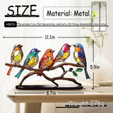 Stained Birds On Branch Desktop Ornaments Double Sided Metal Flatness Table for Office Wine Cooler Decor(5 Birds on a Branch) In Australia - Darrahopens