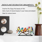 Stained Birds On Branch Desktop Ornaments Double Sided Metal Flatness Table for Office Wine Cooler Decor(5 Birds on a Branch)