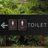 Men and Women Restroom Sign with Braille, 2pcs Restroom Sign for Business Bathroom Signs with Double Sided Tape for Business