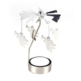 2pcs Silver Rotating Angel Tea Lamp Candlestick, Rotating Candlestick Wedding Party Romantic Candlestick Christmas Decoration
