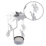 2pcs Silver Rotating Angel Tea Lamp Candlestick, Rotating Candlestick Wedding Party Romantic Candlestick Christmas Decoration