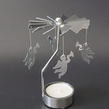 2pcs Silver Rotating Angel Tea Lamp Candlestick, Rotating Candlestick Wedding Party Romantic Candlestick Christmas Decoration