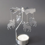 2pcs Silver Rotating Angel Tea Lamp Candlestick, Rotating Candlestick Wedding Party Romantic Candlestick Christmas Decoration