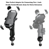 Equipped with dual socket arm rotating ball, dual ball head motorcycle phone holder extension accessory 1-inch ball head