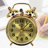 Loudly Alarm Clock for Heavy Sleepers, Manual Winding Mechanism, Gold Vintage Metal, Alarm Clock for Kids Bedroom