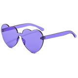 One piece peach heart sunglasses, transparent heart-shaped glasses, fashionable candy colored one-piece frameless sunglasses In Australia - Darrahopens