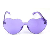 One piece peach heart sunglasses, transparent heart-shaped glasses, fashionable candy colored one-piece frameless sunglasses