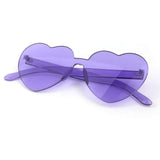 One piece peach heart sunglasses, transparent heart-shaped glasses, fashionable candy colored one-piece frameless sunglasses