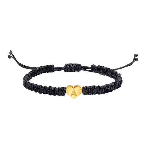 Gold Initial A Letter Heart Charm Bracelets for Women Handmade Rope Braided Adjustable Jewelry Personalized Birthday Gifts for Women In Australia - Darrahopens
